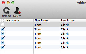 AddressBook Cleaner easily finds the dupes and checks to delete automatically.