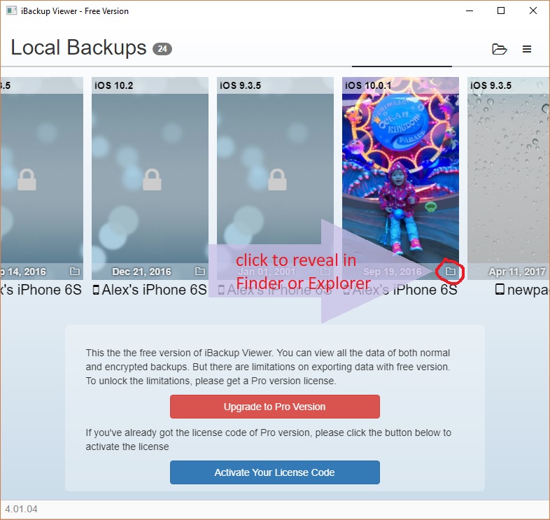 List iPhone backups
