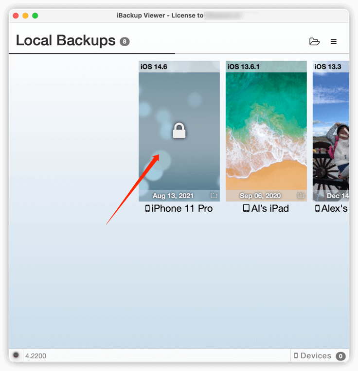 Selecting backup file