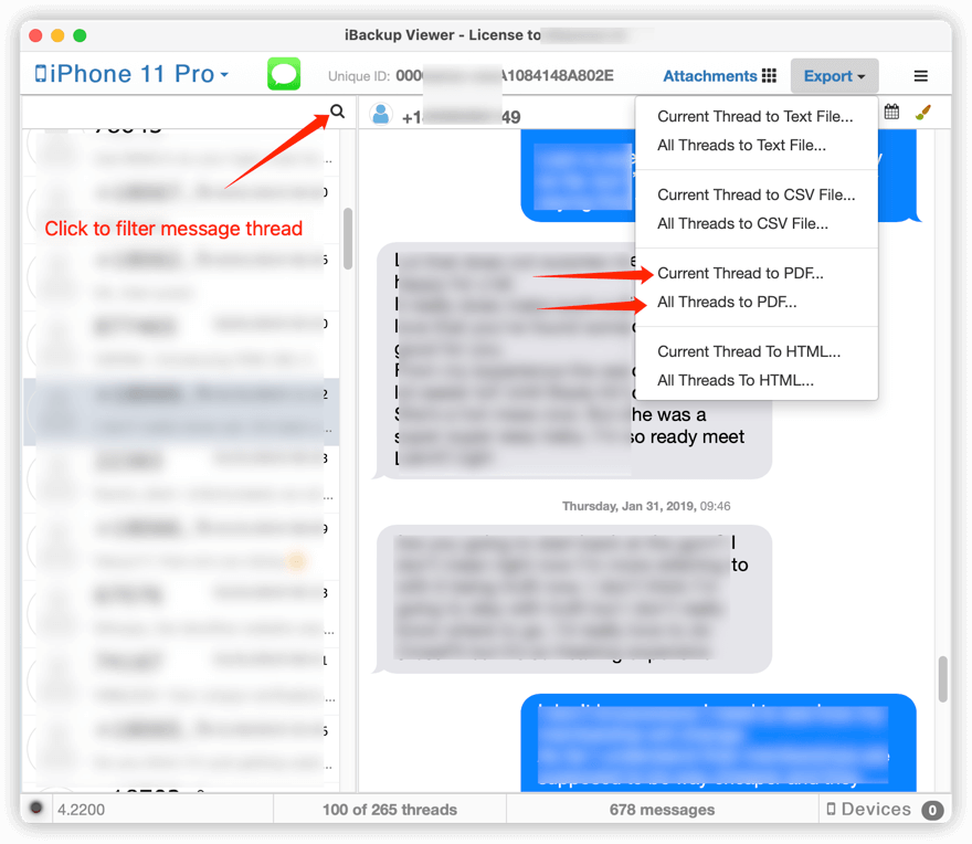 Save iMessages to PDF file