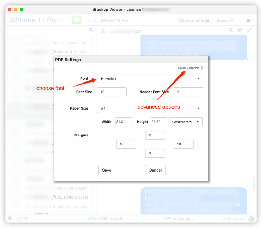 PDF customization options