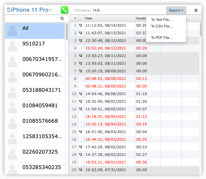 save calls to pdf