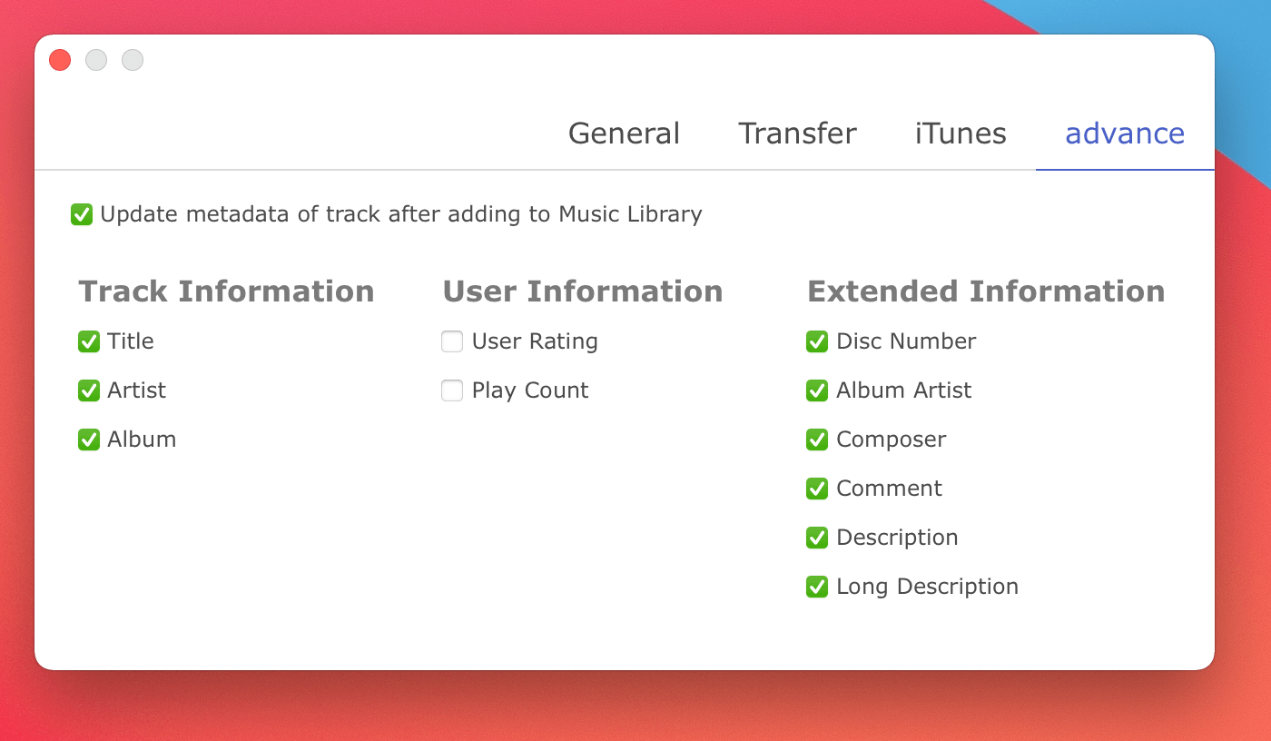 Advance Options