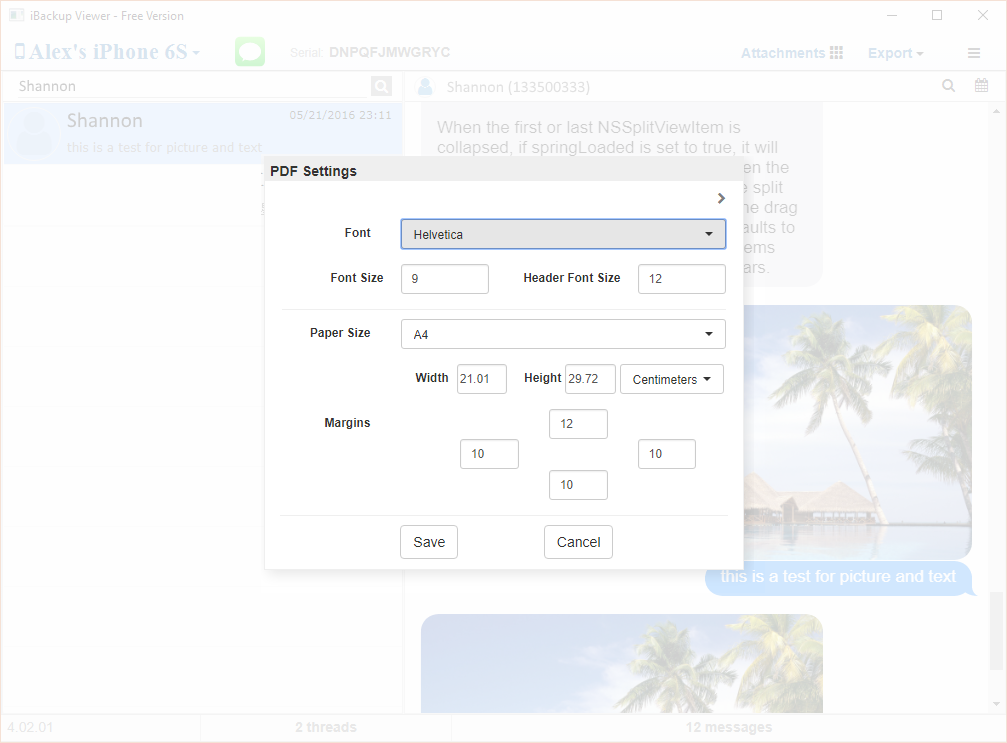 PDF Settings